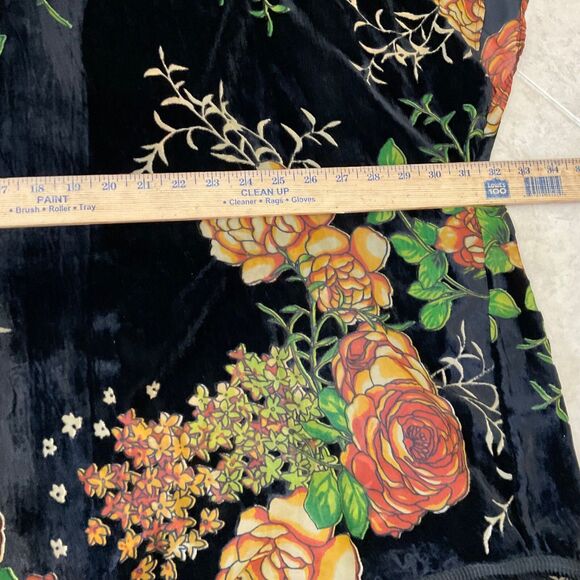 Daniel Rainn Women M Velour Boho Open Front Cardigan Kimono Topper Fringe gypsy - Picture 9 of 9